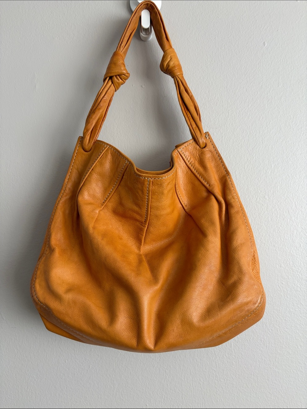 Miu Miu Vintage Vitello Leather Knotted Hobo Bag - Orange Apricot